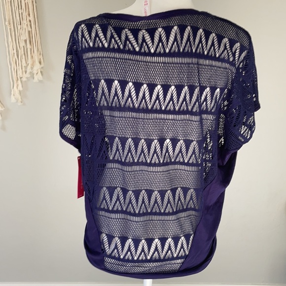 Navy bathing suit cover up top crochet - Picture 3 of 8